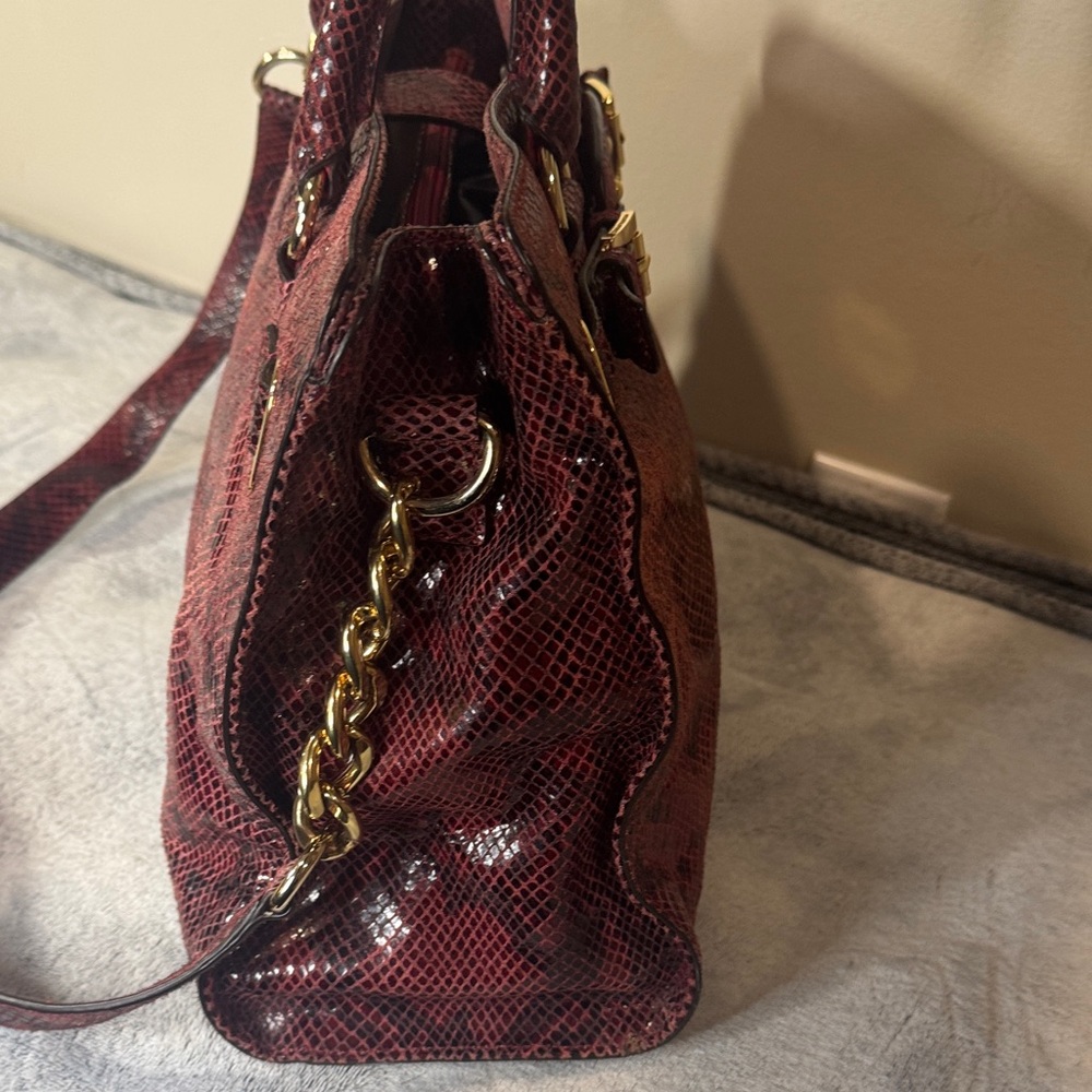 Michael Kors Bedford Red & Black Python-Embossed … - image 5